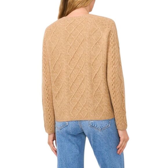 Vince Camuto Women's Cable Sweater Latte Heather Size Large - Picture 3 of 11